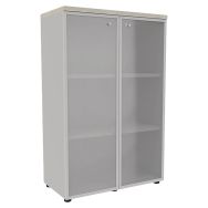 Rangement bois IDEA portes verres hauteur 134 cm