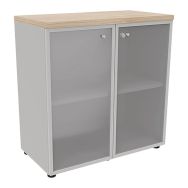 Rangement bois IDEA portes verres hauteur 89 cm