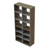 Rangement haut bibliothèque Quiétub 12 cases Tabac/Gris
