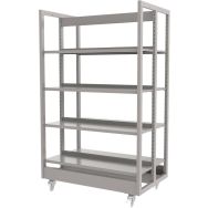 Rayonnage double face initial sur roulettes, structure tube 1,50m Ellipse