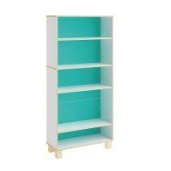 Rayonnage droit simple face hauteur 174 cm sur pieds Filos blanc/turquoise