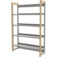 Rayonnage simple face initial sur pieds, bois/métal 1,50m Ellipse