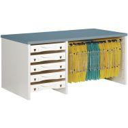 Rehausse de rangement Steel coloris Blanc perle top Bleu argile