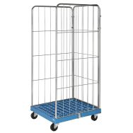 Roll-conteneur 3 cotés 725 x 810 x 1800 mm - base plastique - capacité 400 kg