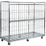 Roll-conteneur de sécurité 4 cotés grand volume l 2000 mm x l 800 mm x h 1800 mm avec demi ouverture rabattable - capacité 400 kg