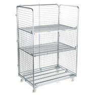 Roll-conteneur maxi 3 cotés - 2 tablettes - capacité 600 kg - Manutan