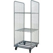 Roll conteneur 2 côtés en maille 50x50 mm - 2 tablettes- 400kg
