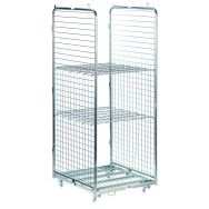 Roll conteneur 2 côtés et 2 tablettes - Capacité 400 kg - Manutan