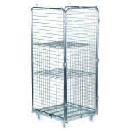 Roll conteneur acier 3 côtés et 2 étagère - Capacité 400 kg - Manutan