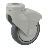 Roulette fixation à œil monture nylon - Force 80 à 100 kg, Ø : 125 mm