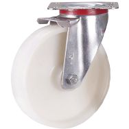 Roulette pivotante à bandage en polyamide, 200 x 50 mm, blanc