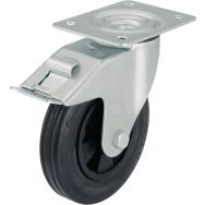 Roulette pivotante à platine et frein - Charge 50 à 295 kg - Noire