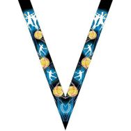 Ruban médaille noir et bleu avec logo d'amitié - 30mm