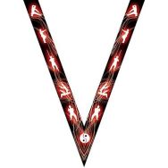 Ruban médaille noir et rouge avec logo de karate - 30mm