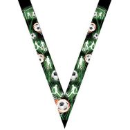 Ruban médaille noir et vert avec logo de foot - 30mm