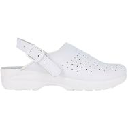 Sabot de travail en cuir perforé blanc, pointure 41