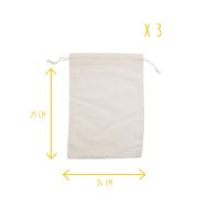 Sac à vrac biface coton/filet 24x29cm (lot de 3)