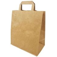 Sac cabas kraft brun avec poignées plates - 70gr/m - Lot de 250