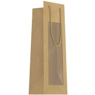 Sac cadeau bouteille kraft+fenetre 11x39cm