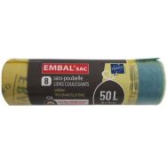 Sac poubelle jaune tri sélectif à lien coulissant - 50L - Lot de 8