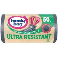 Sac poubelle poignées coulissantes ultra résistante - 50l - Lot de 10