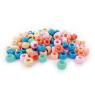 Sachet 1000 perles plastique gros trous pastel ø 9 mm