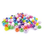 Sachet 1000 perles plastique gros trous nacrées ø 9 mm