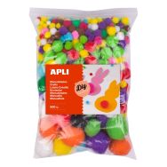Sachet 500 pompons couleurs et tailles assortis