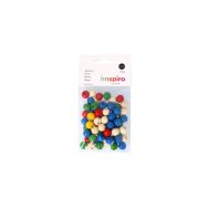 Sachet 65 perles bois rondes multicolores 12 mm