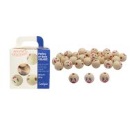 Sachet de 30 perles bois visage Ø 22 mm