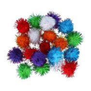 Sachet de 50 pompons brillants couleurs assorties Ø50mm
