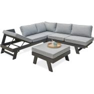 Salon jardin d'angle New-York 5/6 places gris anthracite