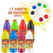 Schoolpack 8 flacons 1L gouache baby 2 en 1 avec palette
