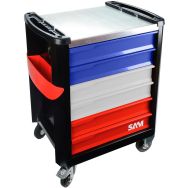 Servante 30n - 6 tiroirs - bleu blanc rouge - plateau acier