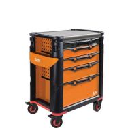 Servante 41 - 5 tiroirs - orange - avec support poteaux - Sa