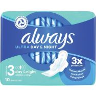 Serviette hygénique Ultra Jour & Nuit- Paquet de 10 - Always - Lot de 16