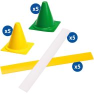 Set 10 Lattes souples de délimitation jaune/blanc + 10 cônes jaune/vert