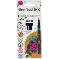 Set 3 stylos tatouage éphémère vert-rose-turquoise