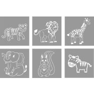Set 6 pochoirs animaux 15 x 15 cm