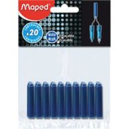 Set de 12 Maped Cartouche d''encre, bleu, dans un blister de 20