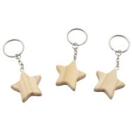 Set de 12 porte-clés bois en forme d'étoile à décorer