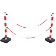 Set de 2 poteaux rouge / blanc + 2 socles + 2 chaînes de 12m