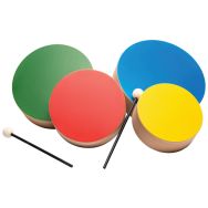 Set de 4 tambours bois - couleur + 2 mailloches-Fuzeau