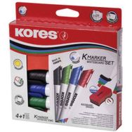 Set de 6 Marqueurs pour tableau blanc pointe biseauté (x4) + effaceur