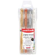 Set de 6 Stylo roller à encre gel SIGNO broad UM-153, étui de 4