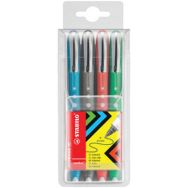 Set de 6 Stylo roller worker colorful, étui de 4