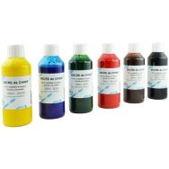 Set de 6 flacons d'encre de Chine 250ml, couleurs assorties