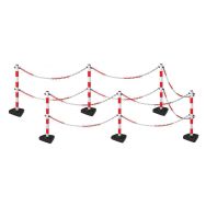 Set de 6 poteaux rouge / blanc + 6 socles + 14 chaînes de 2m