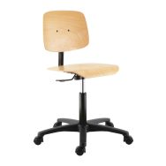 Siège d'atelier réglable en bois - roulettes
