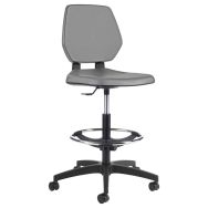 Siège haut Tyka assise et dossier polyuréthane avec repose pied su roulettes GGI